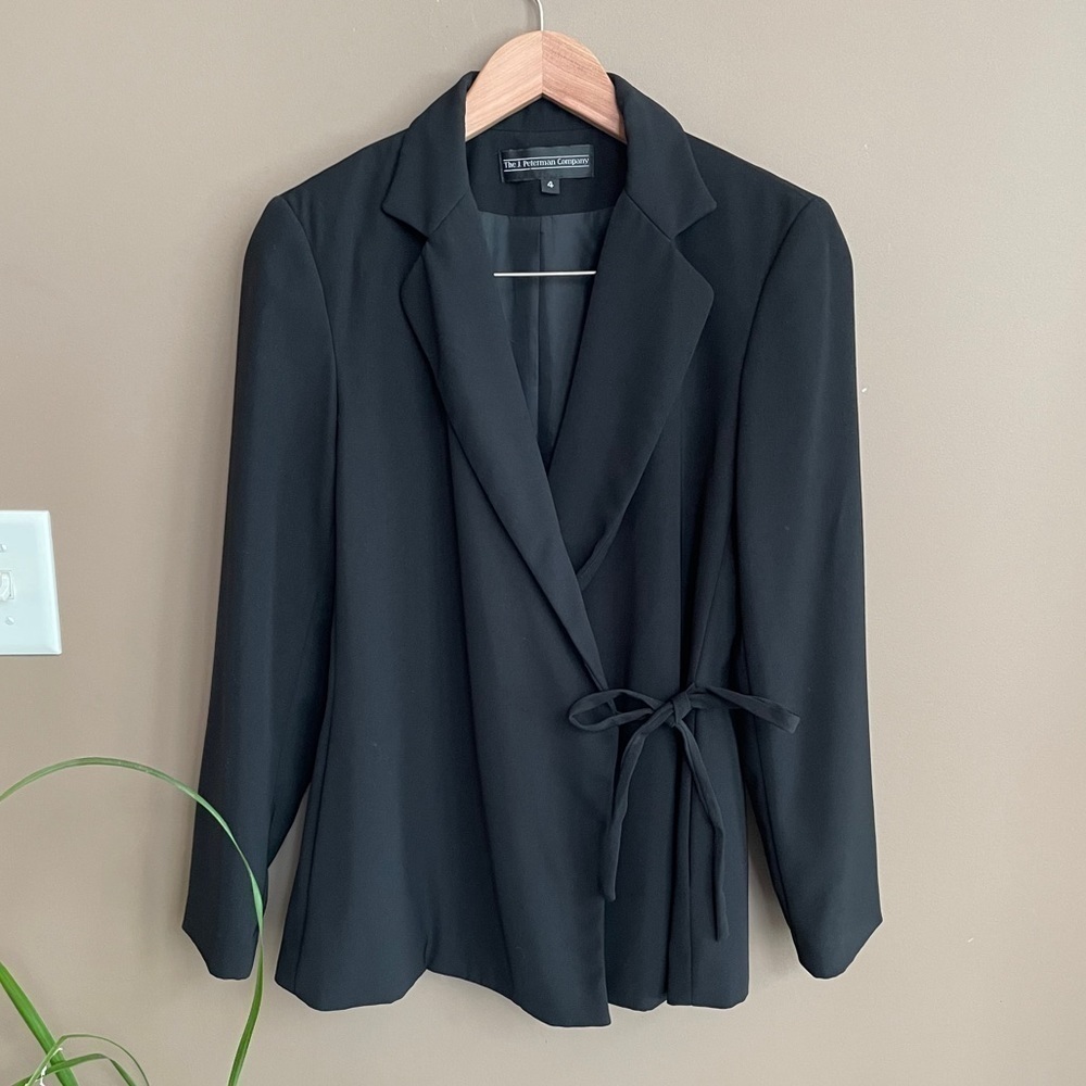The J. Peterman Company Black Wrap Blazer Size 4